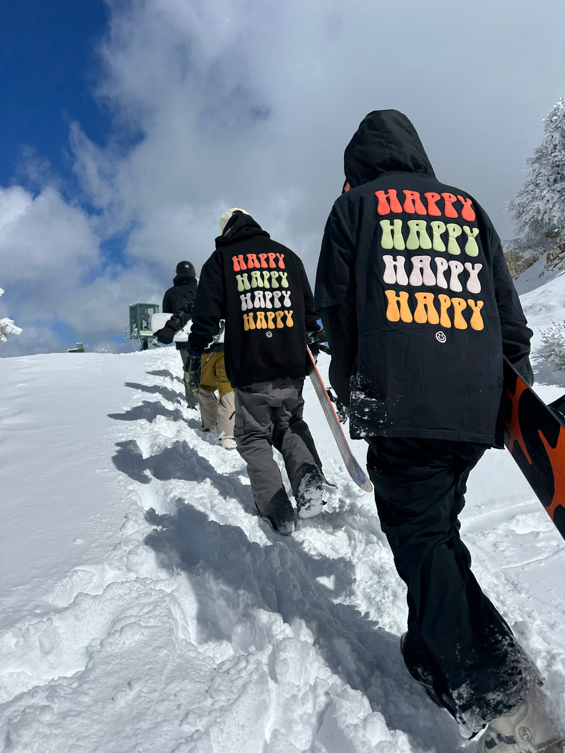 Happy Stack Pullover Hoodie (Black Autumn)