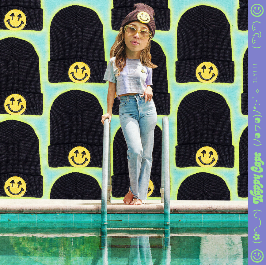 Classic Logo Cuff Beanie - Black w/ Yellow - Waffle