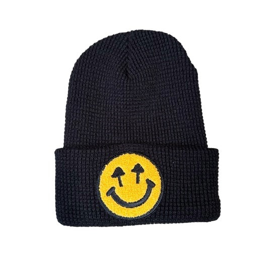 Classic Logo Cuff Beanie - Black & Yellow - Waffle