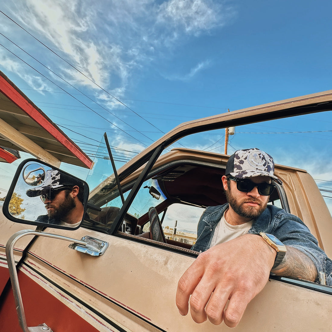 Pasture Trucker - Black & White Cowhide