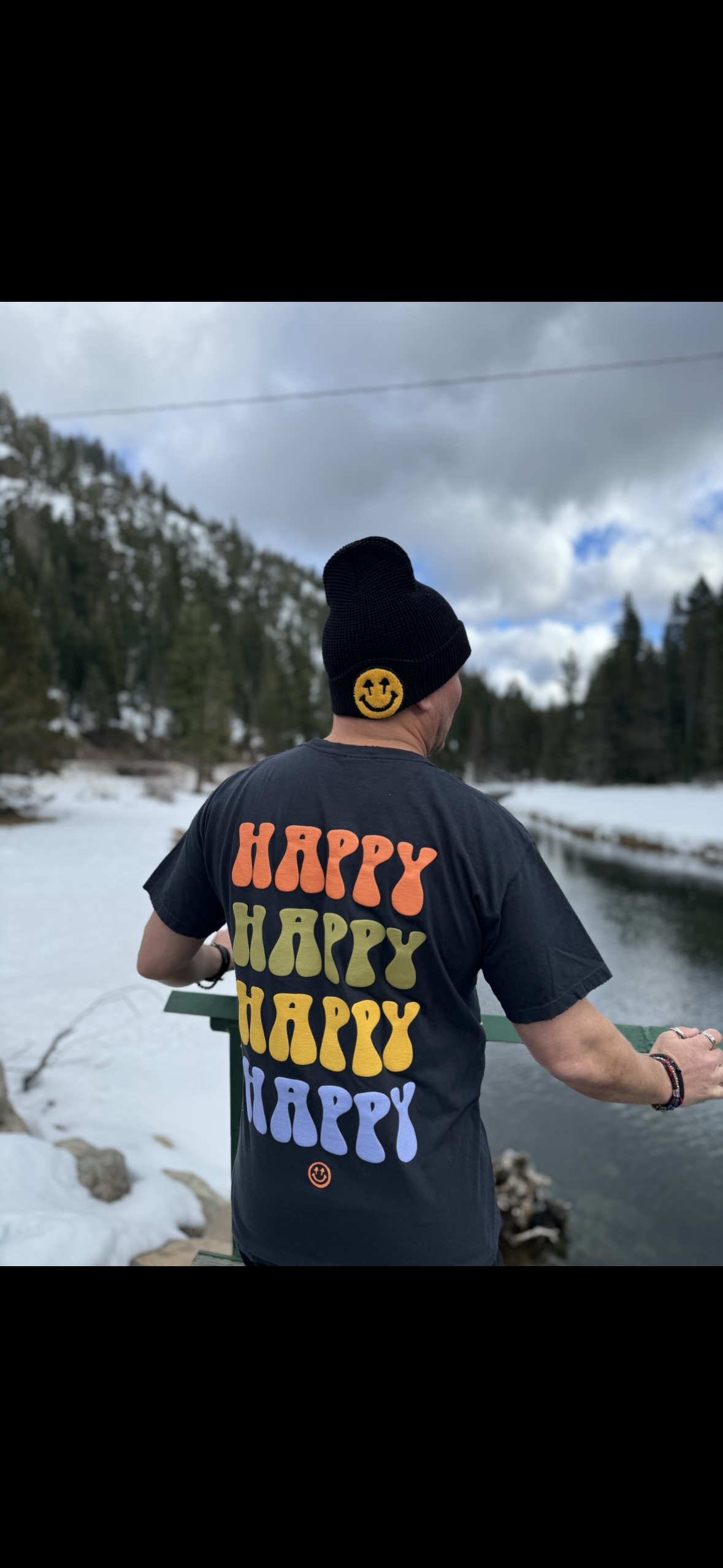 Classic Logo Cuff Beanie - Black & Yellow - Waffle