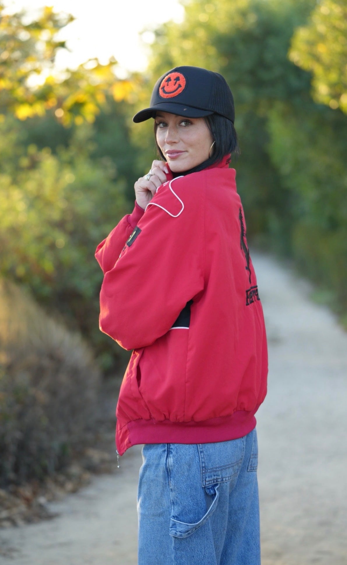 Double Blind Trucker with Red Smiley Face