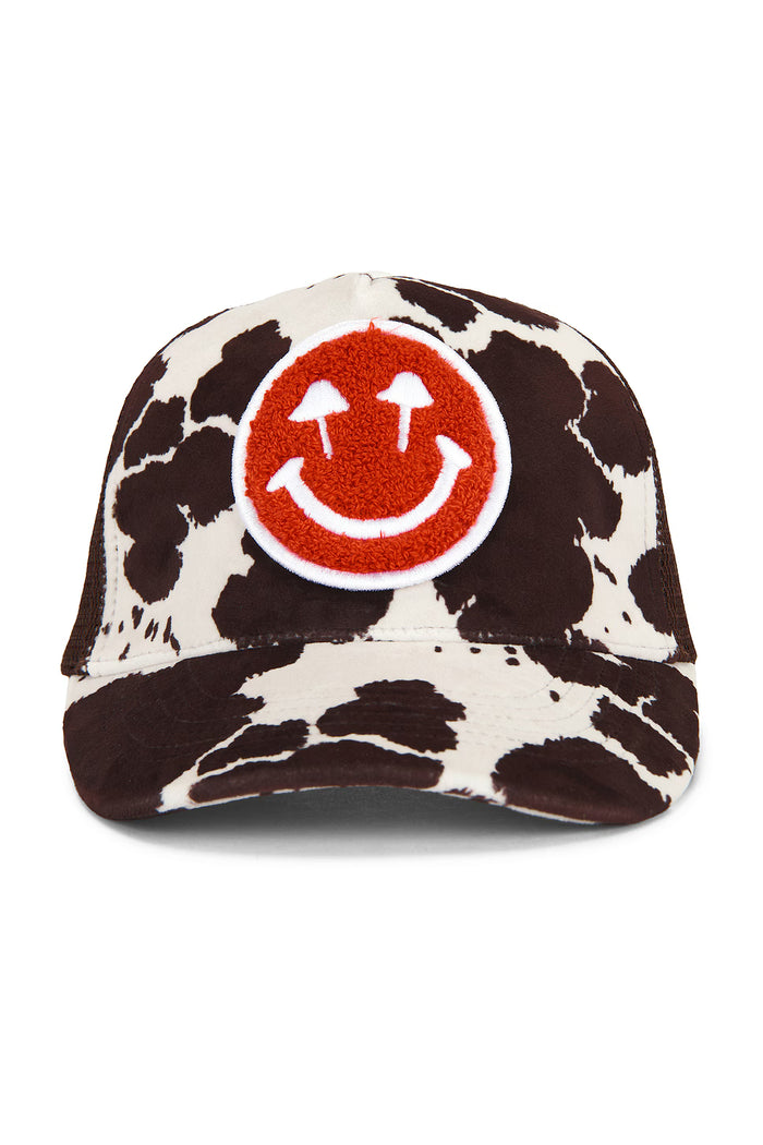 Cow Print Trucker - Red