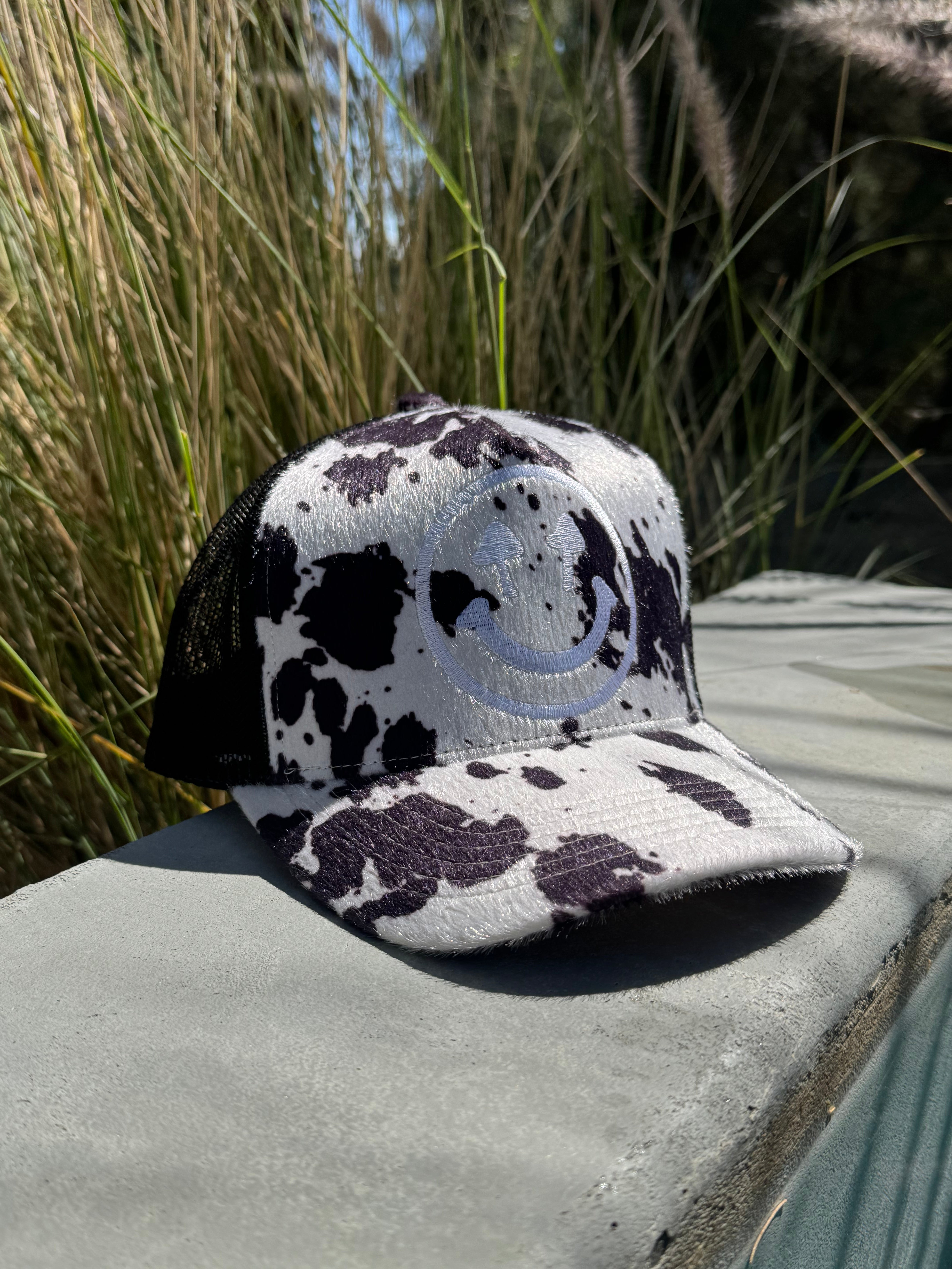 Pasture Trucker - Black & White Cowhide