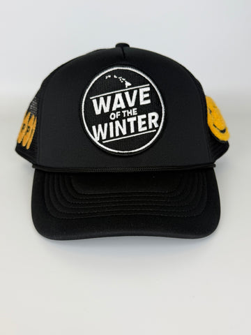 Happy Caps X Wave of Winter- Black Trucker Hat