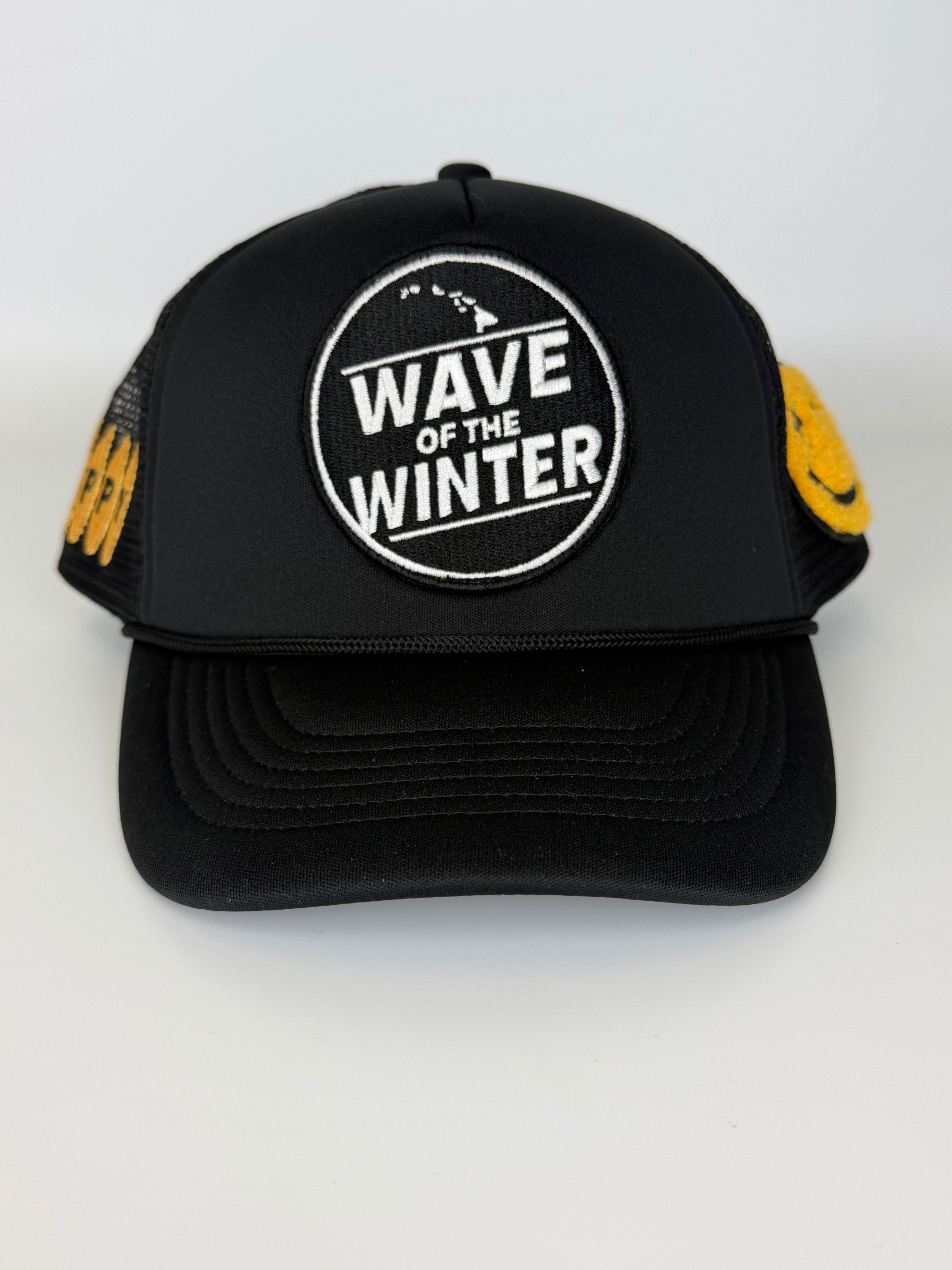 Happy Caps X Wave of Winter- Black Trucker Hat
