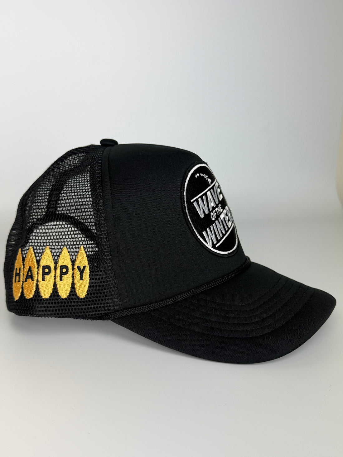 Happy Caps X Wave of Winter- Black Trucker Hat