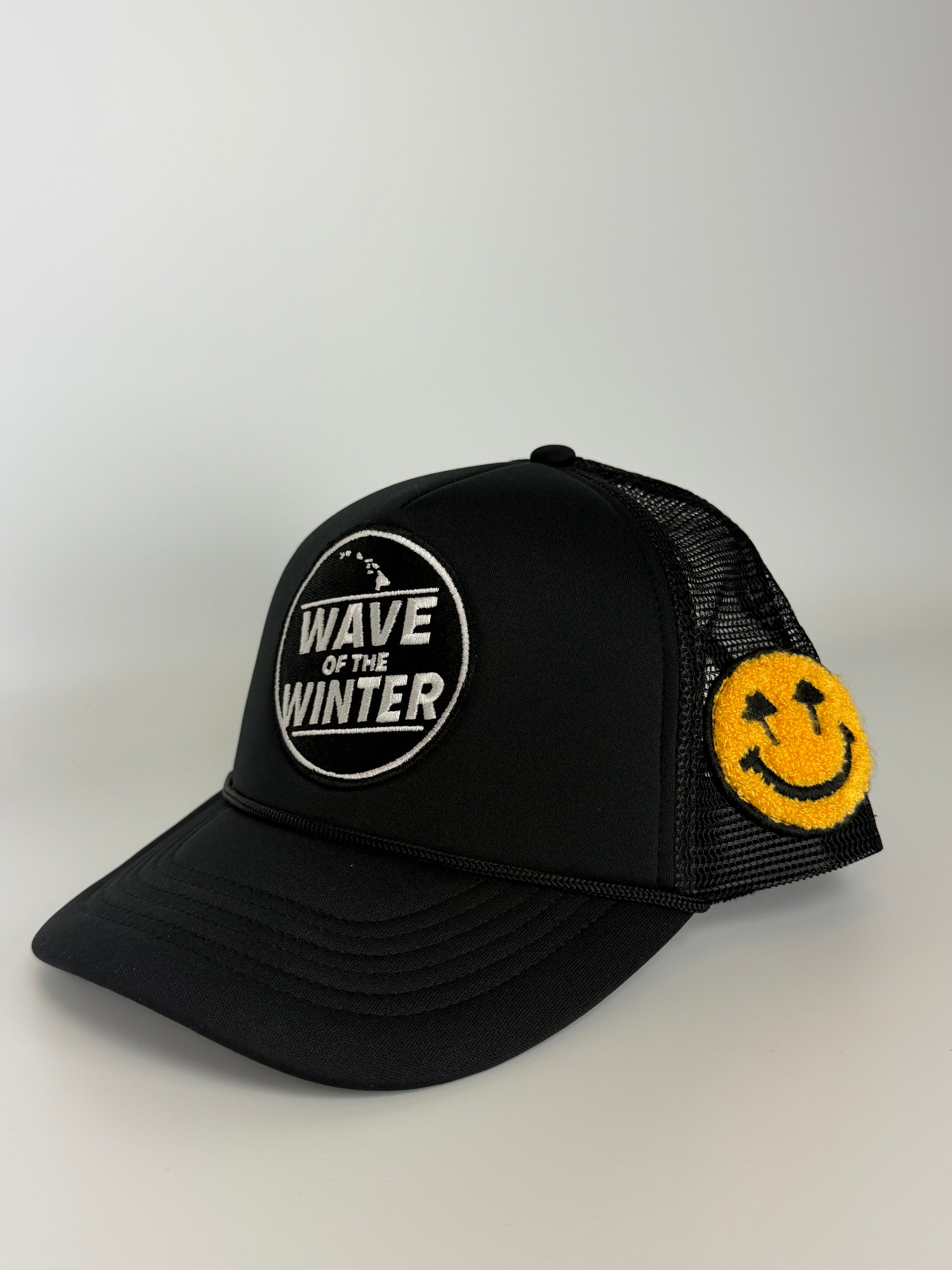 Happy Caps X Wave of Winter- Black Trucker Hat