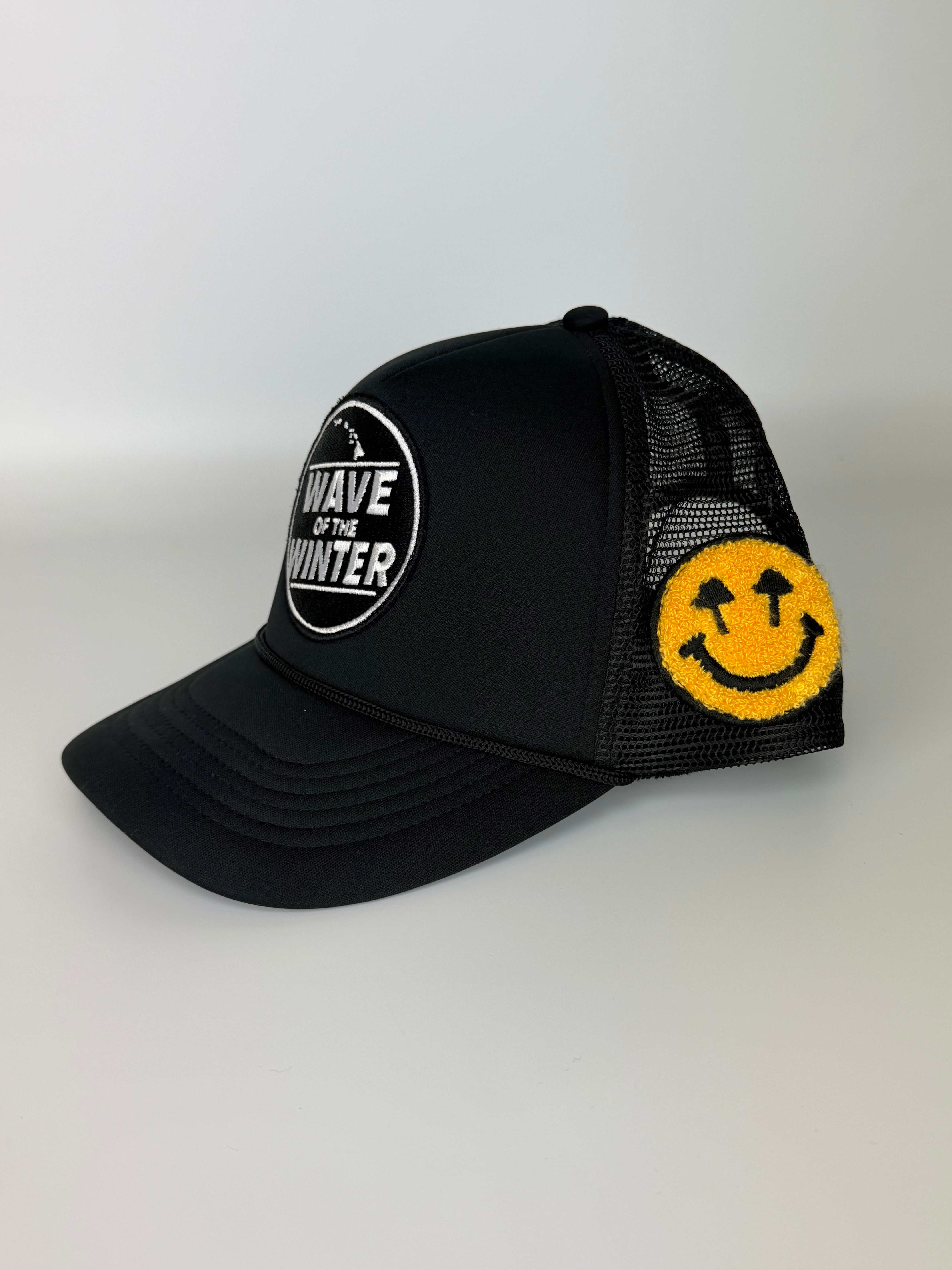 Happy Caps X Wave of Winter- Black Trucker Hat