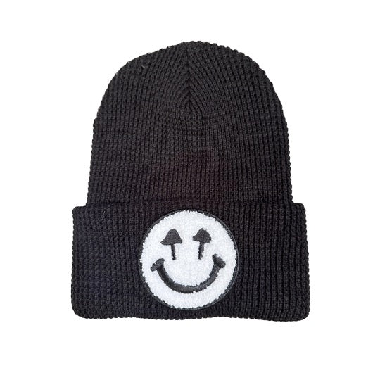 Classic Logo Cuff Beanie - Black & White - Waffle