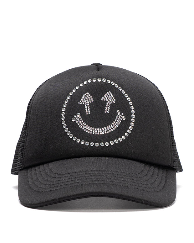 Rhinestone Smiley Black Snapback
