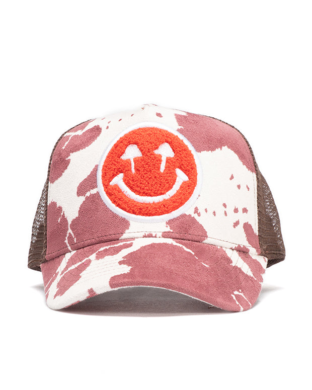 Cow Print Trucker red